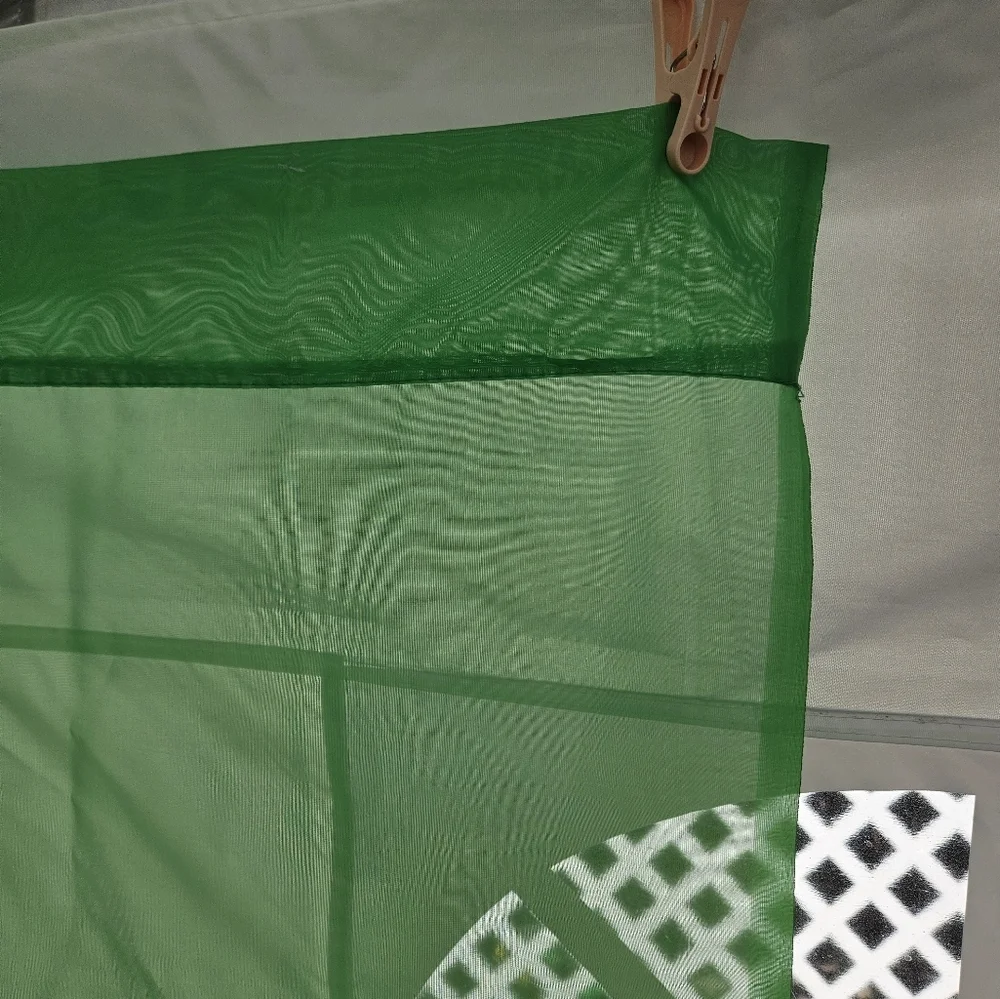 3 Sheer Green Curtain Panels